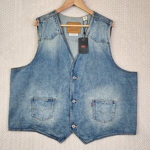 Levi's Premium Edition Mission Blue Denim Vest Mens XXL MSRP $89.50